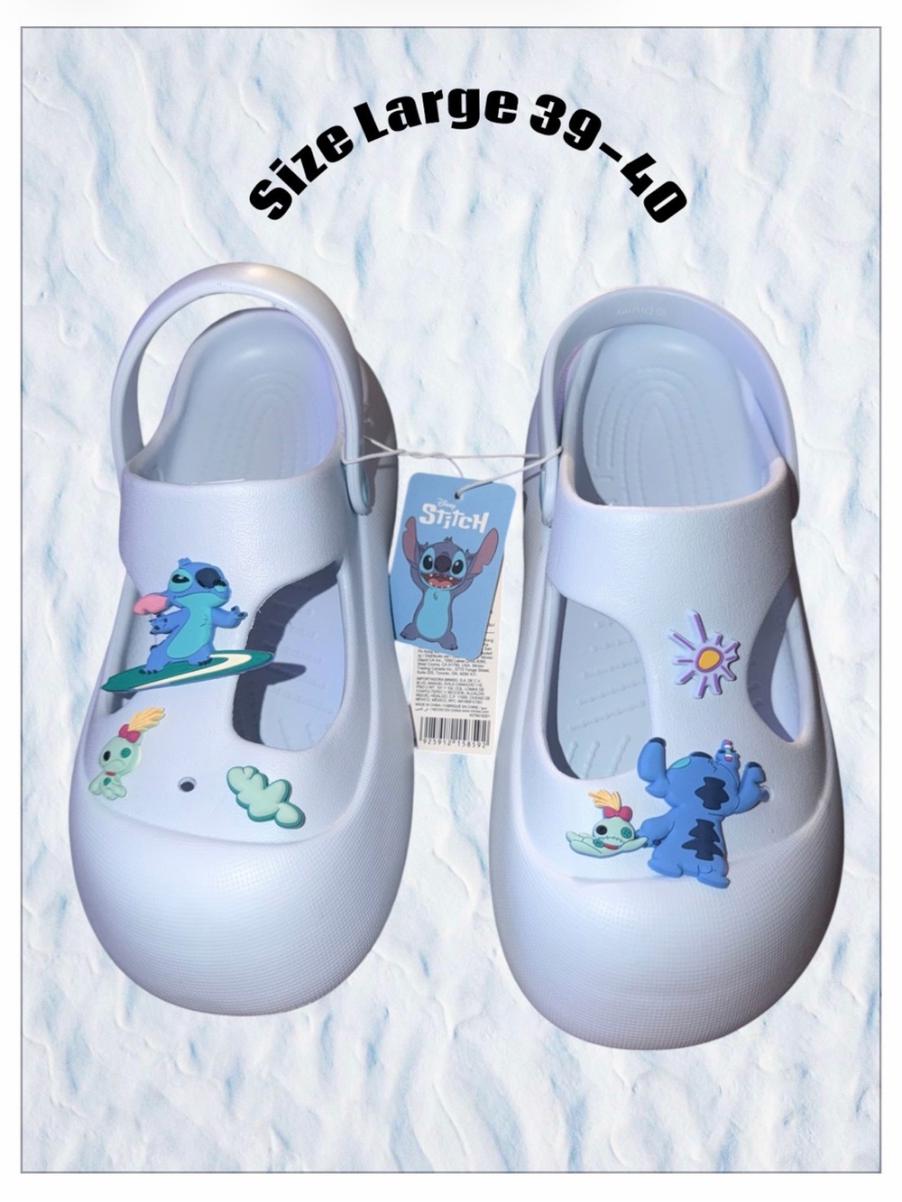 *new* Light Blue Women's Sandals with Stitch Character Accent